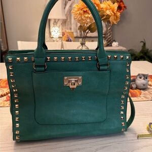 Studded Green Tote Bag